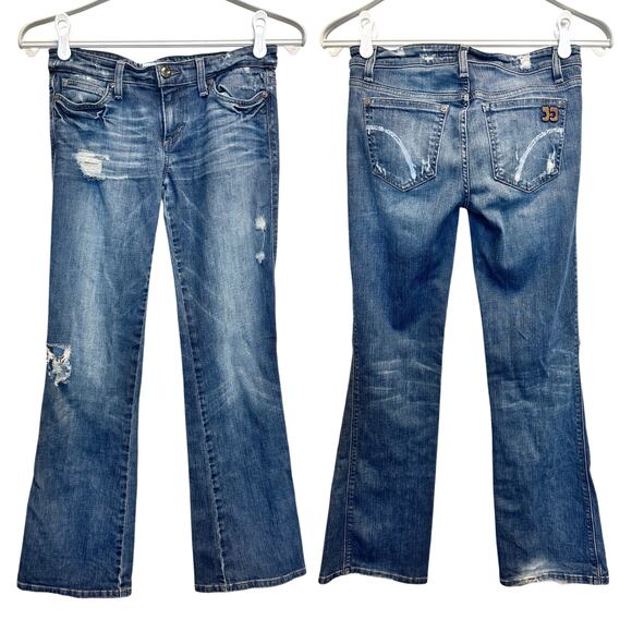 Joe’s Jeans Provocateur Petite Low-Rise Bootcut in Klum Distressed Medium Wash - Picture 1 of 10